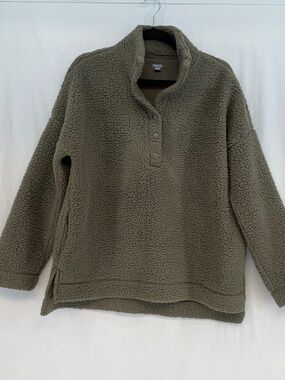 Aerie Sherpa Fleece Jacket Pullover Oversized Army Greem Women’s Size Medium